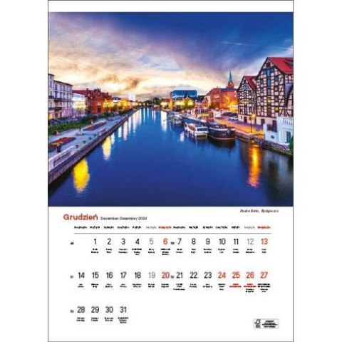 Jotan Kalendarz ścienny NAJPIĘKNIEJSZE RZEKI POLSKI 13 planszowe A3 330mm x 500mm Jotan (WP123)
