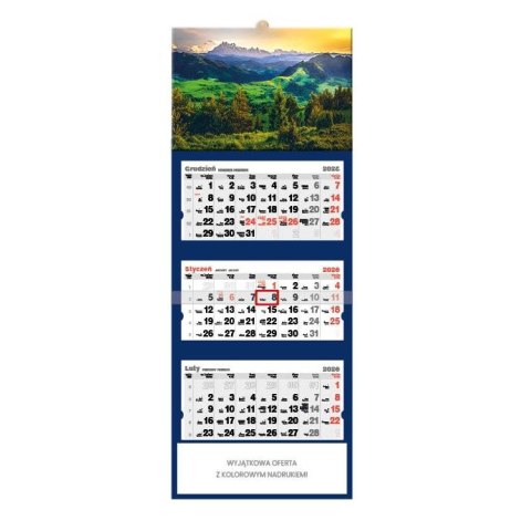 Jotan Kalendarz ścienny TATRY z Pienin trójdzielny A3+ Jotan (T51)