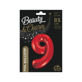 Godan Balon foliowy cyfra 9 czerwona 85cm 40cal Godan (BCHCW9)