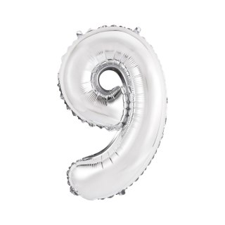 Godan Balon foliowy cyfra 9 srebrny 35 cm Godan (FG-C35S9)