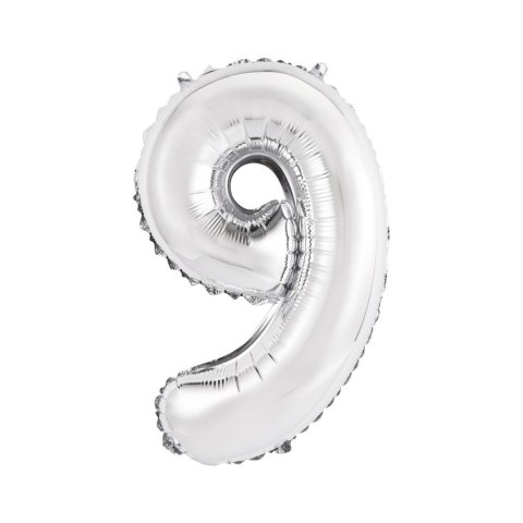 Godan Balon foliowy cyfra 9 srebrny 35 cm Godan (FG-C35S9)