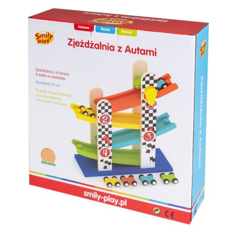 Smily Play Zabawka edukacyjna drewniana zjeżdżalnia z autami Smily Play (AC6653)