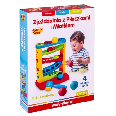 Smily Play Zabawka edukacyjna zjeżdżalnia z piłeczkami i młotkiem Smily Play (SP82932)