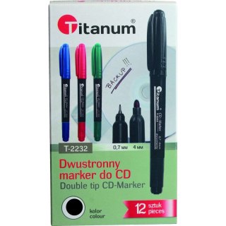 Titanum Marker do CD Titanum 2 końcówki: 0,7 mm/4 mm czarny (T-2232)