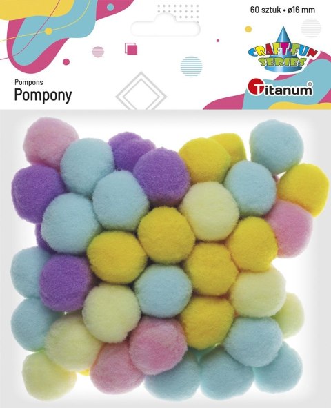 Titanum Pompony Craft-Fun Series Pastelowe poliestrowe mix 60 szt Titanum (20721-3)