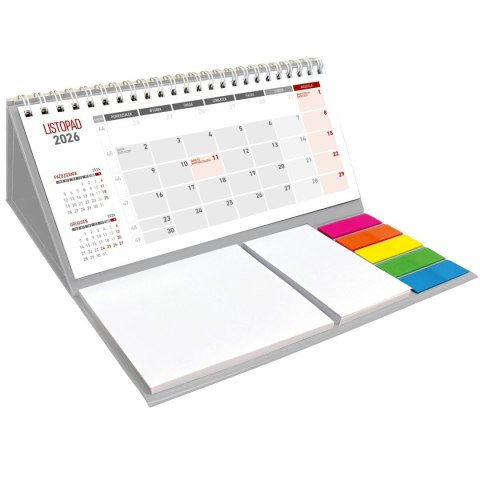 Wydawnictwo Wokół Nas Kalendarz biurkowy miesięczny MAXI biurkowy z notesem, spiralowany 309mm x 192mm Wydawnictwo Wokół Nas (KB 054 B szary)