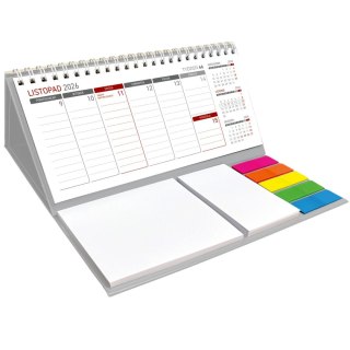 Wydawnictwo Wokół Nas Kalendarz biurkowy tygodniowy MAXI biurkowy z notesem, spiralowany 210mm x 110mm Wydawnictwo Wokół Nas (KB 044 B szary)