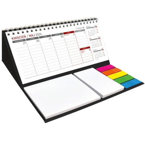 Wydawnictwo Wokół Nas Kalendarz biurkowy tygodniowy MAXI biurkowy z notesem, spiralowany 210mm x 110mm Wydawnictwo Wokół Nas (KB 044 B czarny)
