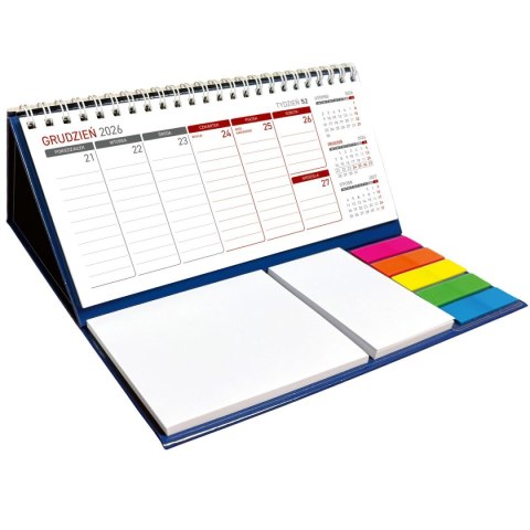Wydawnictwo Wokół Nas Kalendarz biurkowy tygodniowy MAXI biurkowy z notesem, spiralowany 210mm x 110mm Wydawnictwo Wokół Nas (KB 044 B granatowy)