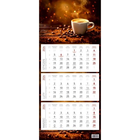 Wydawnictwo Wokół Nas Kalendarz ścienny EKONOMICZNY KAWA kalendarz trójdzielny 680mm x 295mm Wydawnictwo Wokół Nas (KS 045)