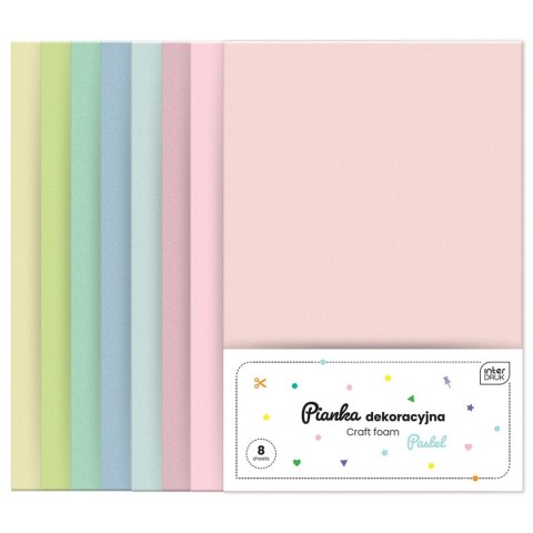 Interdruk Arkusz piankowy pianka dekoracyjna Pastel kolor: mix 8 ark. Interdruk (IPIANC-020)