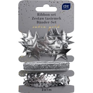 Interdruk Tasiemka Satin Gold SILVER srebrna Interdruk (3x1m)