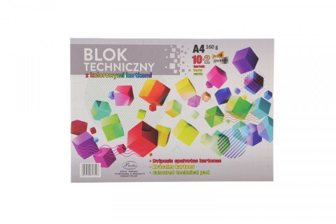 Protos Blok techniczny 12 kolorów + złoty + srebrny A4 mix 160g 14k Protos (1161)