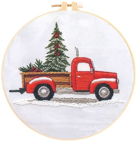 Titanum Zestaw kreatywny Craft-Fun Series Zestaw do haftowania - czerwony pick-up z choinką Titanum (25YY0512(1-6#))