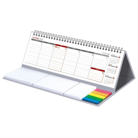 Wydawnictwo Wokół Nas Kalendarz biurkowy TYGODNIOWY MAXI biurkowy z notesem,SPIRALOWANY 305mm x 100mm Wydawnictwo Wokół Nas (KB 042 B SZARY)