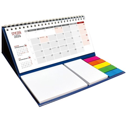 Wydawnictwo Wokół Nas Kalendarz biurkowy miesięczny MAXI biurkowy z notesem, spiralowany 315mm x 192mm Wydawnictwo Wokół Nas (KB 054 B granatowy)