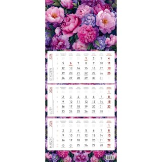 Wydawnictwo Wokół Nas Kalendarz ścienny EKONOMICZNY KWIATY kalendarz trójdzielny 680mm x 295mm Wydawnictwo Wokół Nas (KS 045)