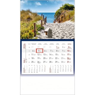 Wydawnictwo Wokół Nas Kalendarz ścienny MORZE JEDNODZIELNY plecki granatowe 512mm x 295mm Wydawnictwo Wokół Nas (KS 056)