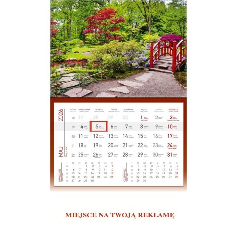Wydawnictwo Wokół Nas Kalendarz ścienny OGRÓD JEDNODZIELNY plecki bordowe 512mm x 295mm Wydawnictwo Wokół Nas (KS 056)