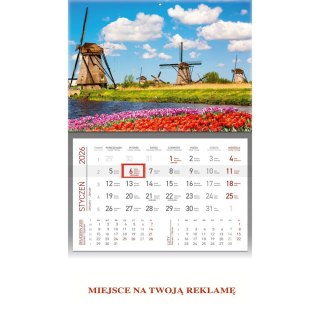 Wydawnictwo Wokół Nas Kalendarz ścienny Wiatraki JEDNODZIELNY plecki szare 512mm x 295mm Wydawnictwo Wokół Nas (KS 056)