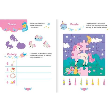 Aksjomat Książka dla dzieci Jednorożce. Aktywizujące zadania z naklejkami 3D Aksjomat