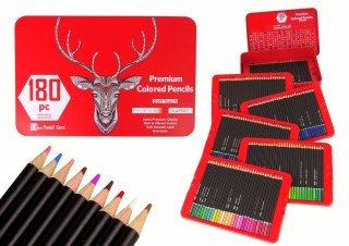 Lean Kredki ołówkowe Zestaw Małego Artysty W Metalowym Pojemniku Kredki 180szt. Lean (16138)