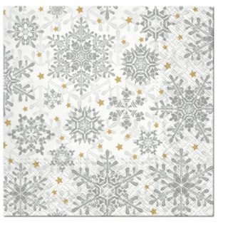 Paw Serwetki Lunch BN Snowy Baubles biała papier [mm:] 330x330 Paw (SDL057800)