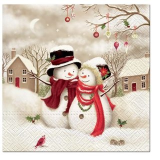 Paw Serwetki Lunch BN Snowy Family mix nadruk bibuła [mm:] 330x330 Paw (SDL098500)