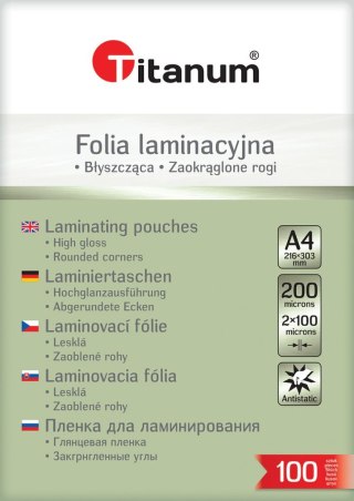 Titanum Folia do laminowania A4 przezroczysty 100mic. [mm:] 216x303 Titanum