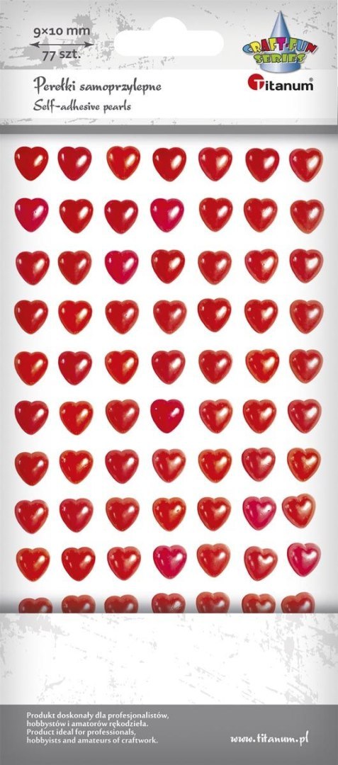 Titanum Perełki Craft-Fun Series samoprzylepne serca Czerwony Titanum
