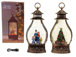 Adar Lampion świąteczny LED z motywem świątecznym 35x18x8cm, kabel USB, dźwięk, sztuczny śnieg Adar (602335)