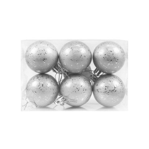 Arpex Bombki Zestaw bombek z efektem rosy (6 szt.) - srebrny Arpex (BN6477SRE-6125)