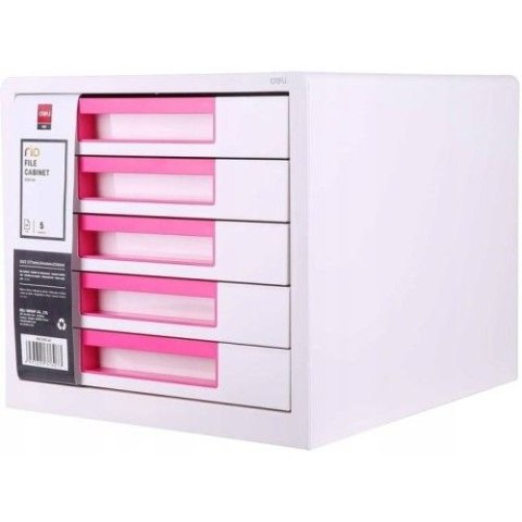 Deli Pojemnik z szufladami różowy 5 szuflad [mm:] 277x344x259 Deli (EZ01043)