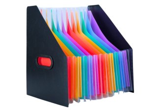 Lean Teczka z przegródkami Pionowa Teczka Organizer Na Dokumenty Kolorowe Zakładki Kieszenie Czarna A4 A4 Lean (20217)