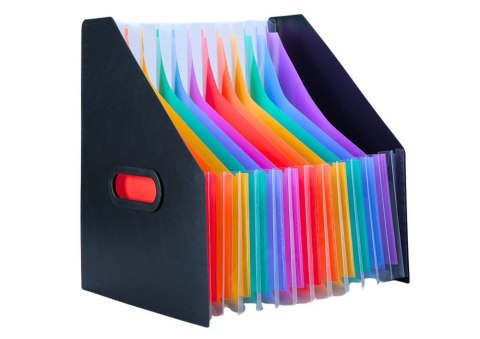 Lean Teczka z przegródkami Pionowa Teczka Organizer Na Dokumenty Kolorowe Zakładki Kieszenie Czarna A4 A4 Lean (20217)