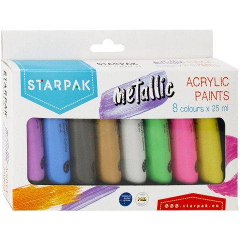 Starpak Farba akrylowa 8kolx 25ml, metalik kolor: mix 25ml Starpak (484980)