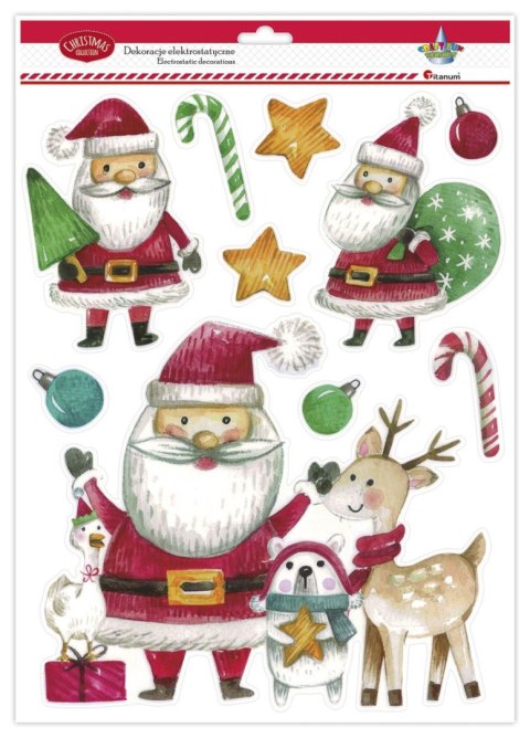 Titanum Ozdoba świąteczna Craft-Fun Series dekoracje elektrostatyczne XMAX Mikołaje Titanum (DIY-XM(592))