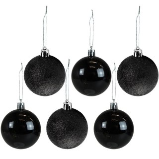 Arpex Bombki Zestaw bombek czarno-brokatowych (6 szt.) Arpex (BN6156)