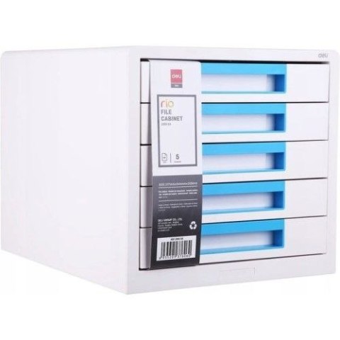 Deli Pojemnik z szufladami biało-niebieski 5 szuflad [mm:] 277x344x259 Deli (EZ01033)