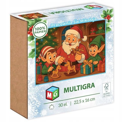 Multigra Puzzle Pracownia Świętego Mikołaja 30 el. Multigra