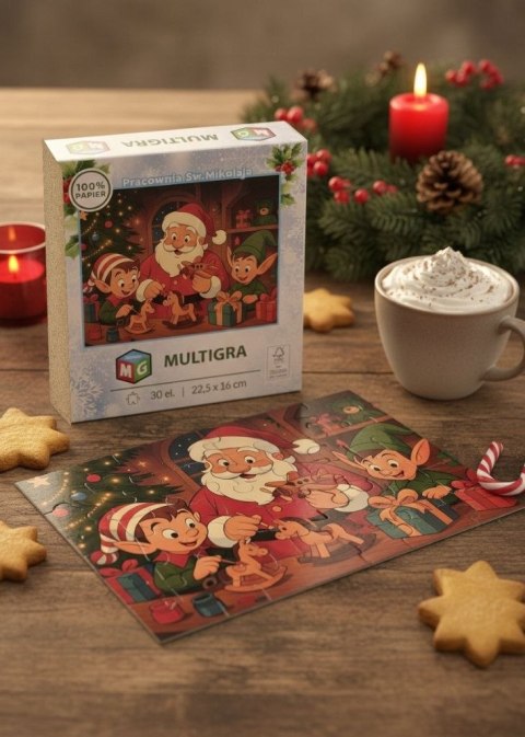 Multigra Puzzle Pracownia Świętego Mikołaja 30 el. Multigra