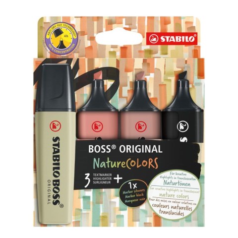 Stabilo Zakreślacz BOSS NATURAL COLORS kpl 4 szt 4006381603126 wkład mix 2,0-5,0mm Stabilo (70/4-2-3)