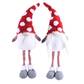 Home And Garden Ozdoba świąteczna gnom z brodą i czapką w kropki 18x10x55 Home And Garden (6854)