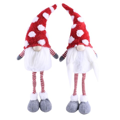 Home And Garden Ozdoba świąteczna gnom z brodą i czapką w kropki 18x10x55 Home And Garden (6854)