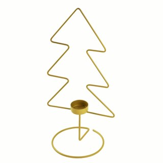 Home And Garden Świecznik choinka tealight metal złoty 33cm Home And Garden (0127)