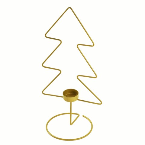 Home And Garden Świecznik choinka tealight metal złoty 33cm Home And Garden (0127)
