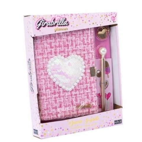 Nice Group Pamiętnik Girabrilla Pamiętnik z brokatowym serduszkiem A5 Nice Group (1472)