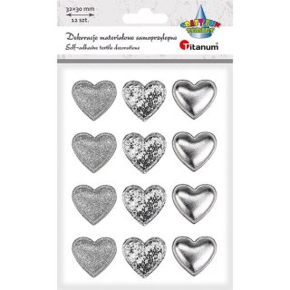 Titanum Ozdoba materiałowa Craft-Fun Series samoprzylepna Srebrne serduszka Titanum (BJ25042712)