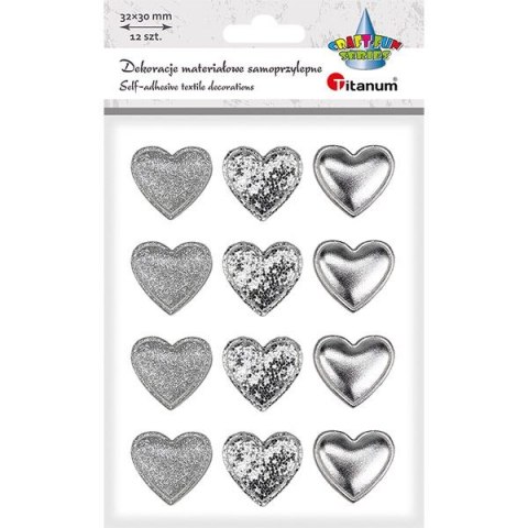 Titanum Ozdoba materiałowa Craft-Fun Series samoprzylepna Srebrne serduszka Titanum (BJ25042712)