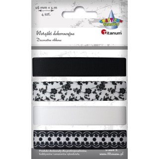 Titanum Wstążka Craft-Fun Series zestaw 16x4 [mm x m] biało-czarna Titanum (S1804-5)